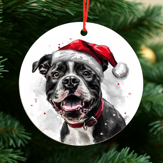 Pitbull Dog Christmas Bauble