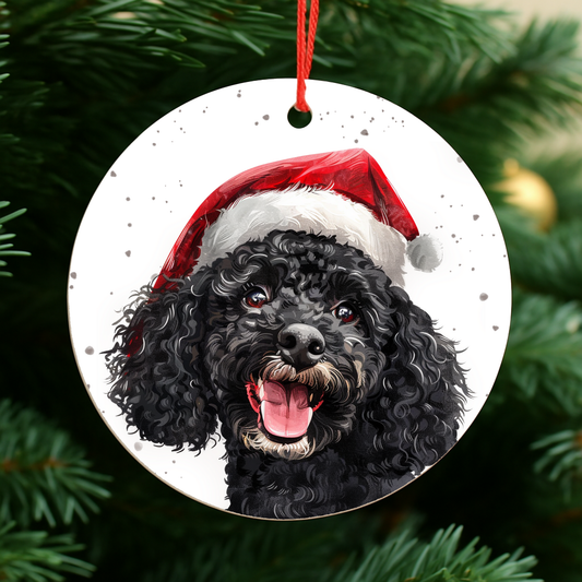 Black Poodle Dog Christmas Bauble