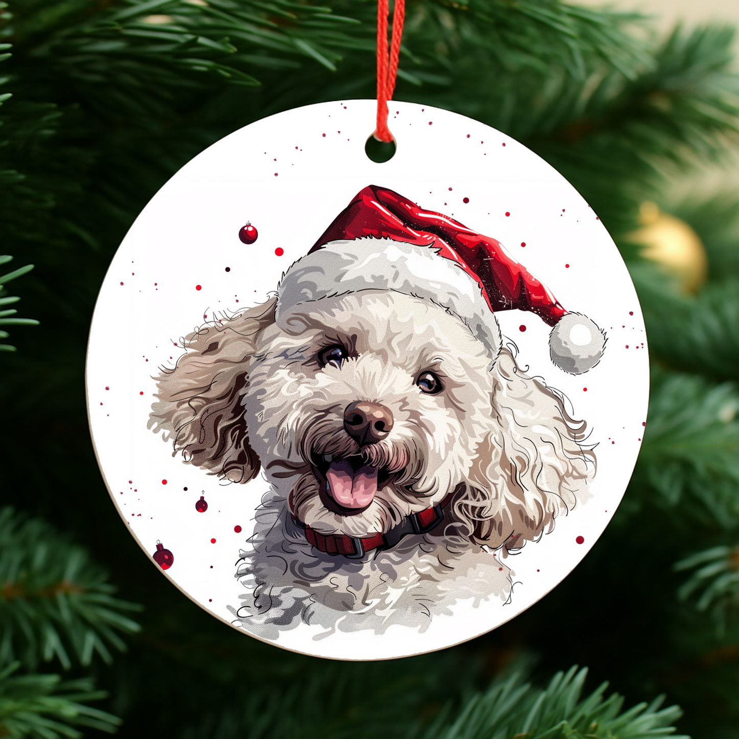 White Poodle Dog Christmas Bauble