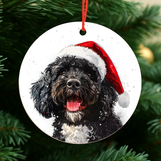 Black Portuguese Water Dog Christmas Bauble