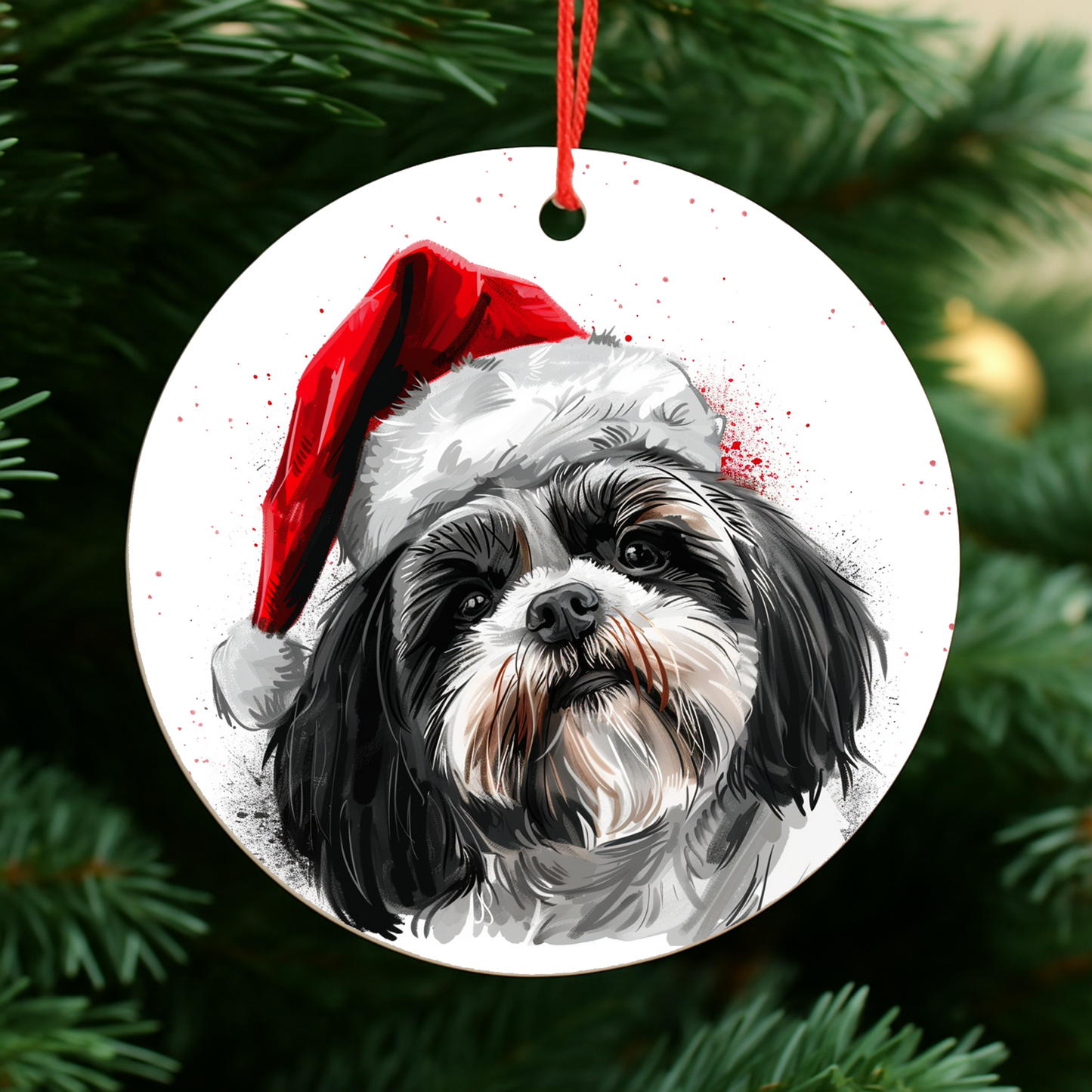 Black Shih Tzu Dog Christmas Bauble