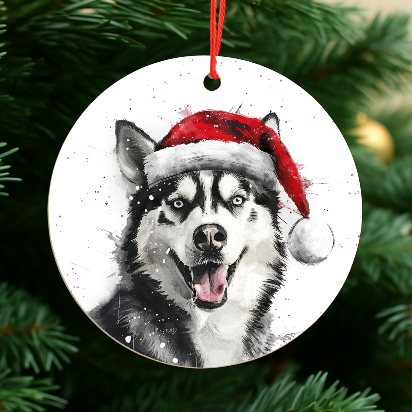 Siberian Husky Dog Christmas Bauble