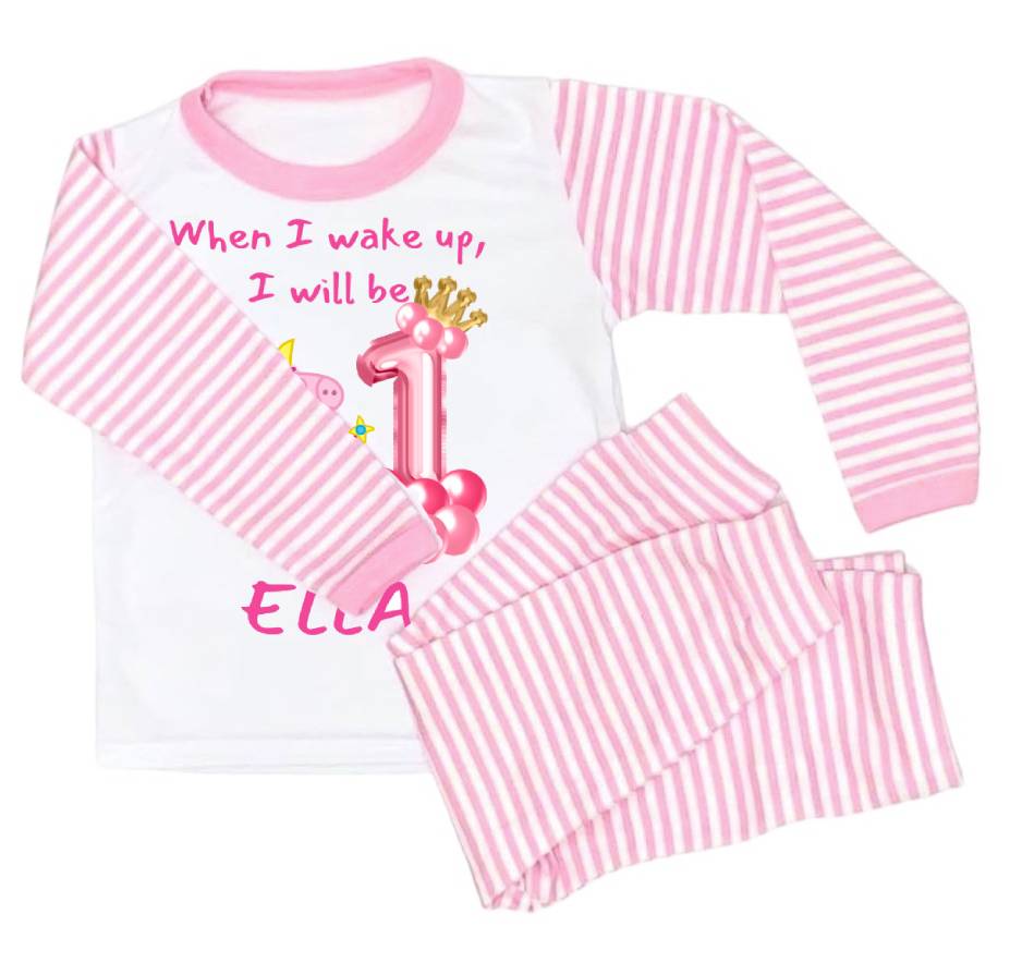 Personalised Kids Striped Pyjamas - 7 Colours