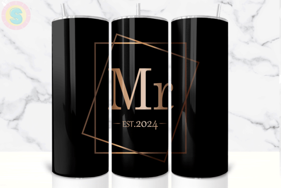 20oz Hot and Cold Mrs & Mr Wedding Tumbler with Straw