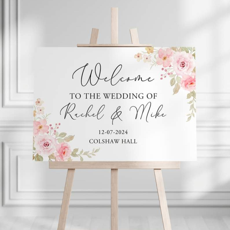 Personalised Form Welcome Sign For Wedding Venue - White Floral