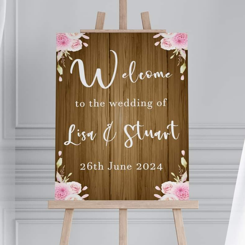 Personalised Form Welcome Sign For Wedding Venue - Brown Floral