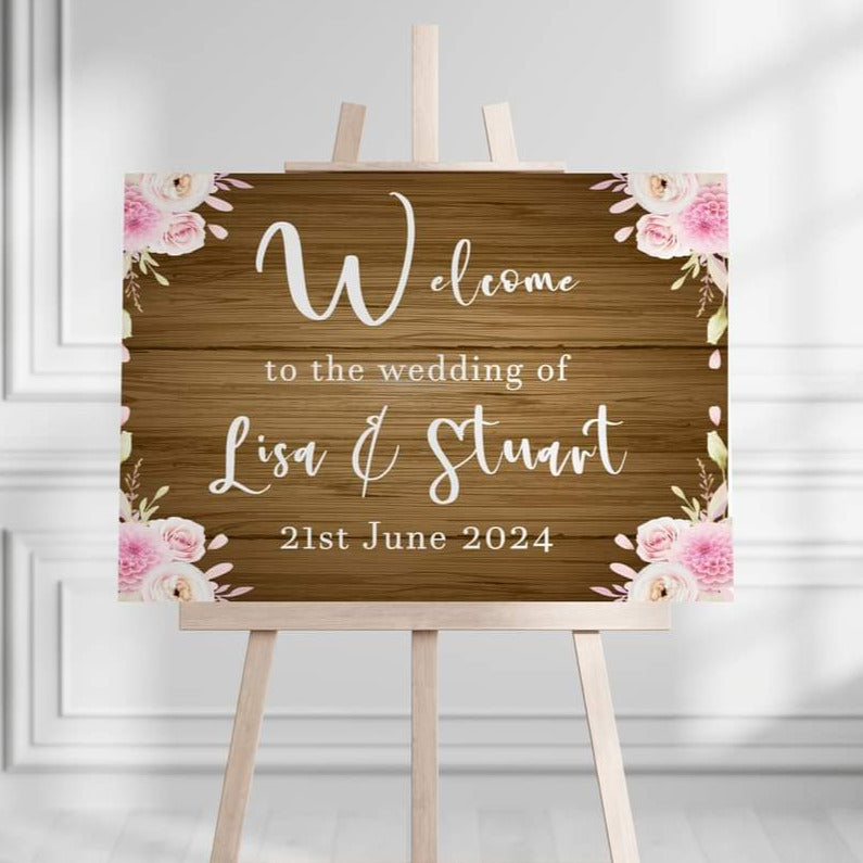 Personalised Form Welcome Sign For Wedding Venue - Brown Floral