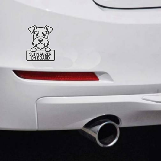 Schnauzer Dog On Board Car Bumper Sticker