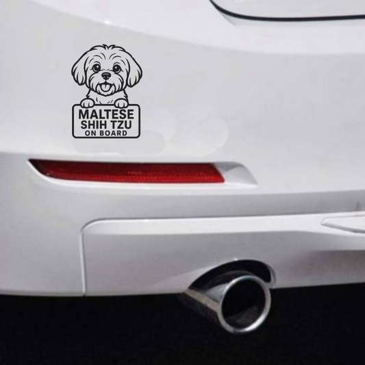 Shih Tzu Dog On Board Car Bumper Sticker