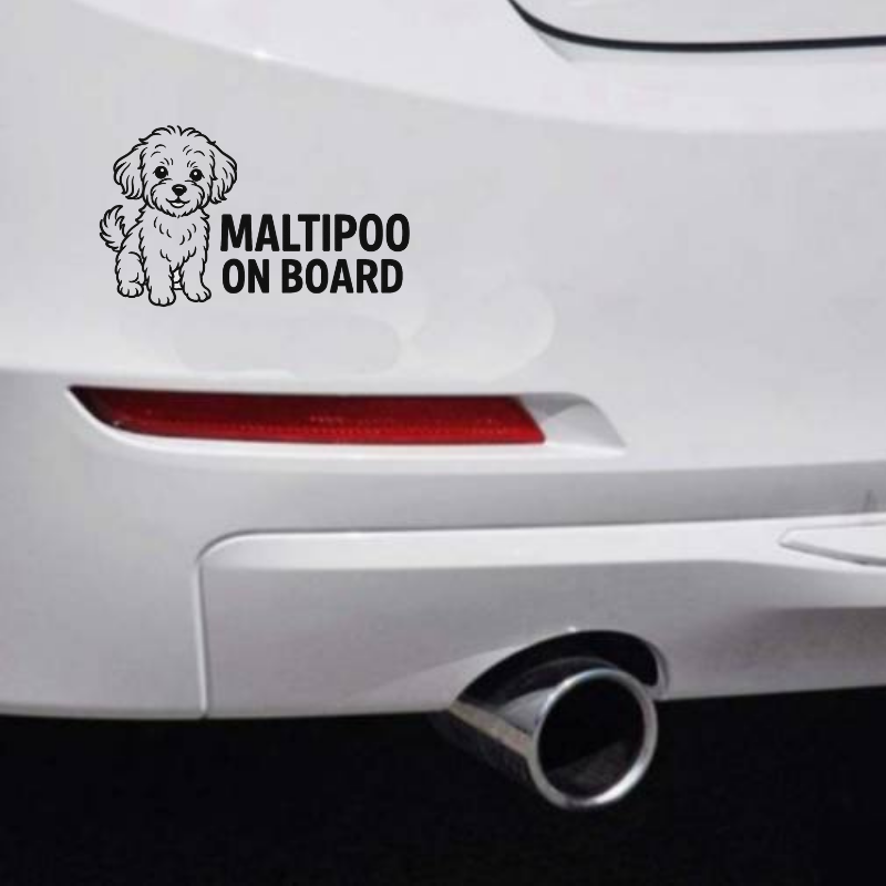 Maltipoo Dog On Board Car Bumper Sticker