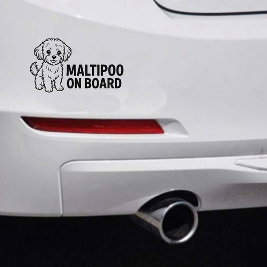 Maltipoo Dog On Board Car Bumper Sticker