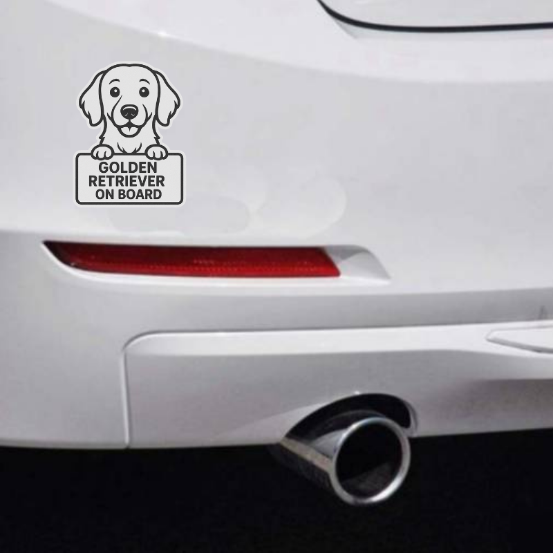 Golden Retriever Dog On Board Car Bumper Sticker