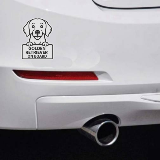 Golden Retriever Dog On Board Car Bumper Sticker