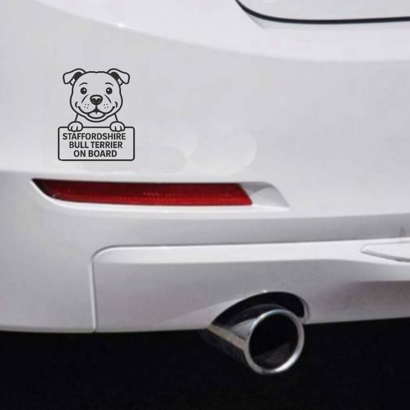 Staffordshire Bull Terrier Dog On Board Car Bumper Sticker