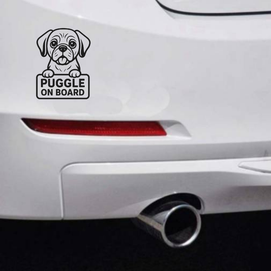 Puggle Dog On Board Car Bumper Sticker