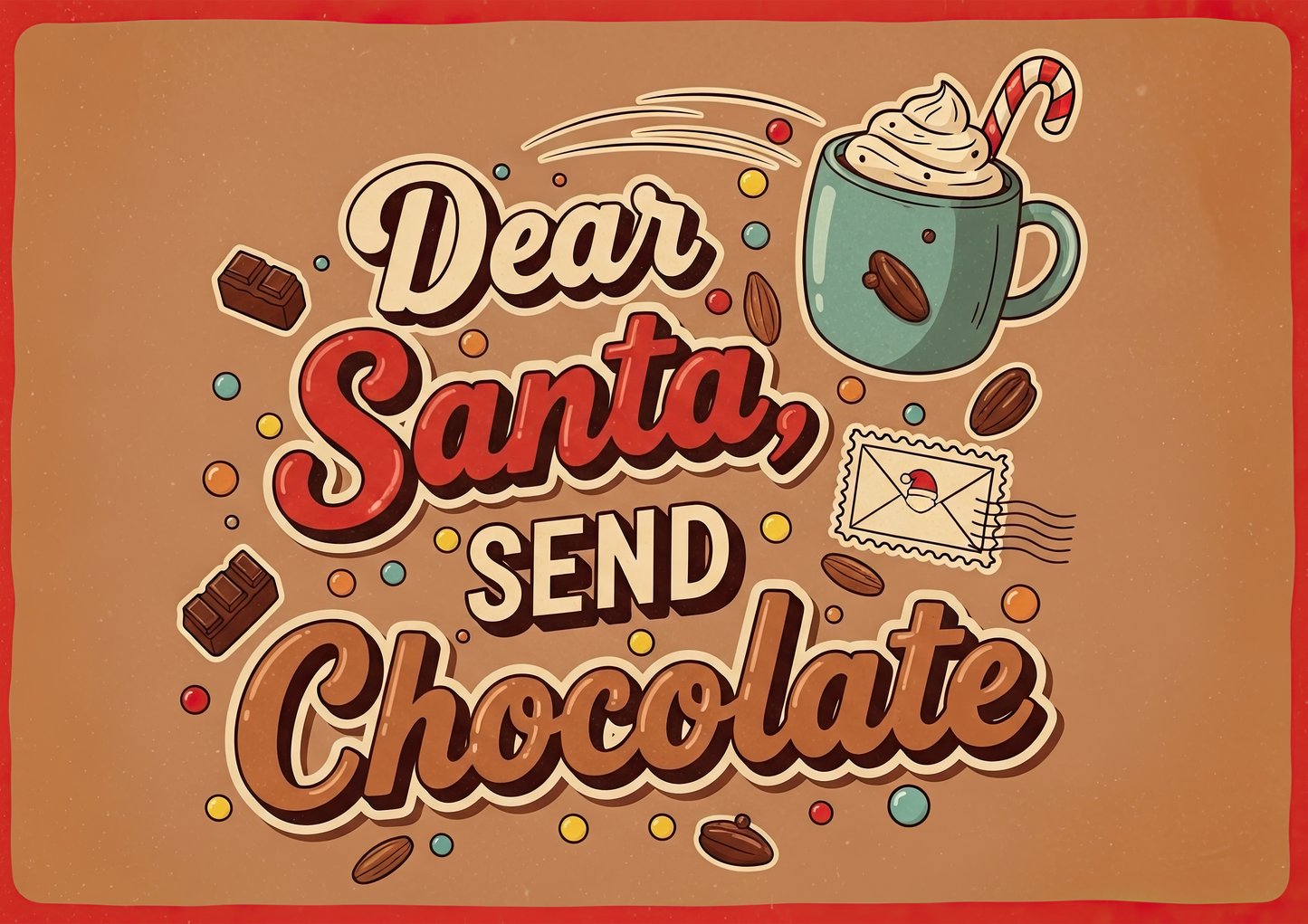 Dear Santa Send Chocolate Chopping Board