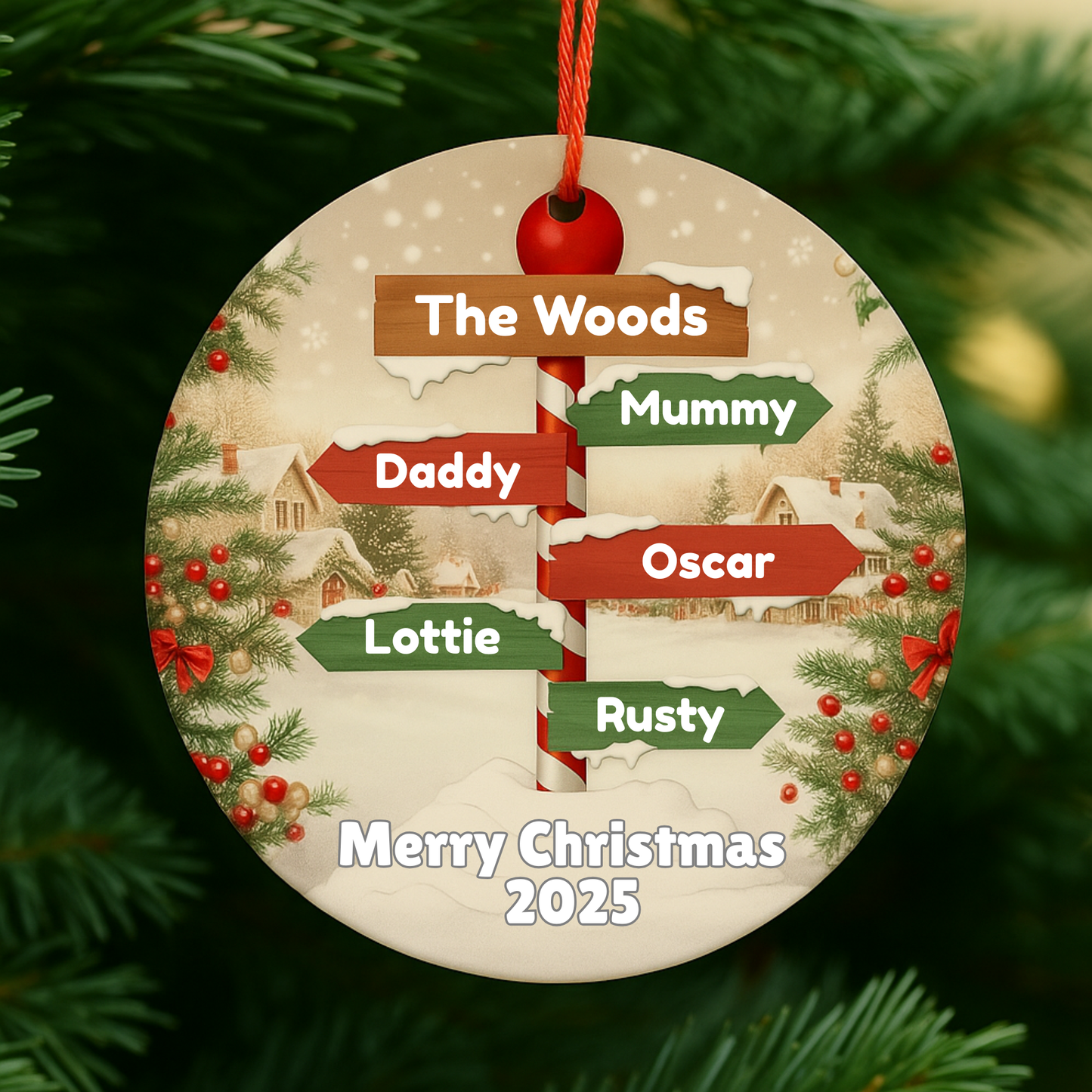 Personalised Family North Pole Christmas Bauble
