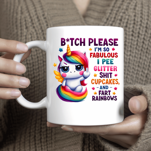 Rude Colourful Unicorn Coffee Mug - B*tch Please
