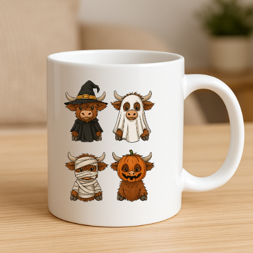 Spooky Highland Cows Halloween Mug