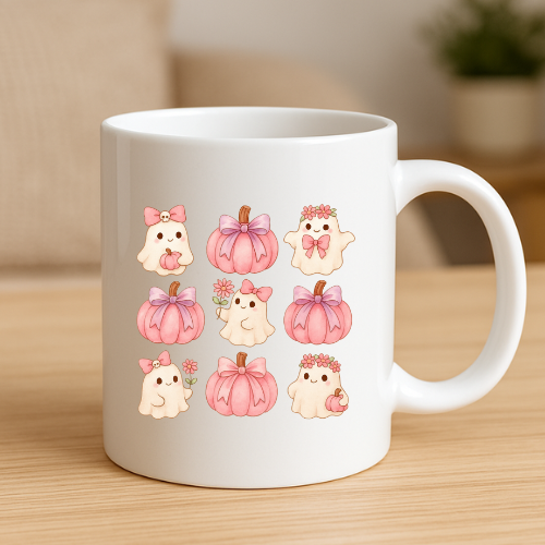 Pink Pumpkins Halloween Mug