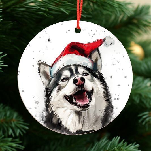 Husky Dog Christmas Bauble