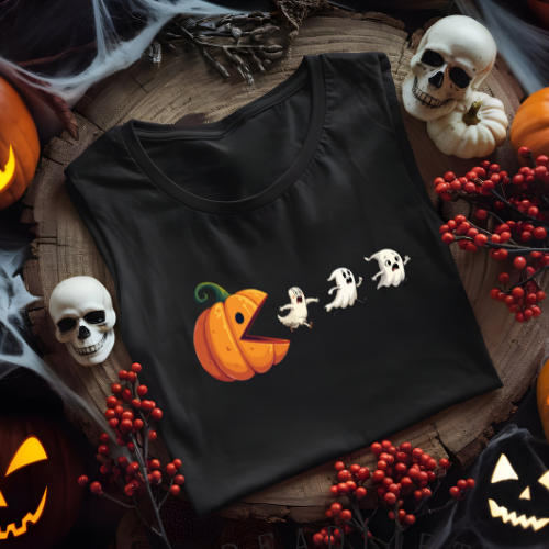 Pumpkin Eating Ghosts Kids Halloween T-Shirt